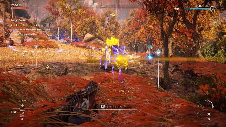 Silent Strikes can also be performed if you wait in tall grass for the enemy to come closer to you - Horizon Forbidden West: Combat and stealth - Basics - Horizon Forbidden West Guide