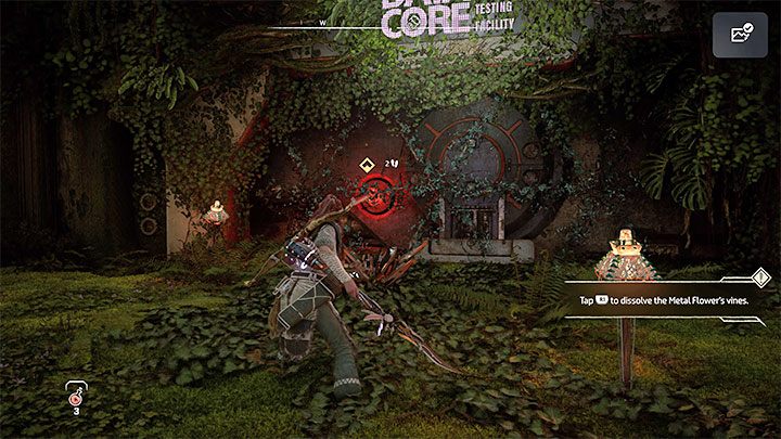 Using the cutter can remove vines coming from the flower - Horizon Forbidden West: What are Metal Flowers? - Exploration - Horizon Forbidden West Guide