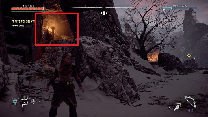 After you climb on the ledge, you will discover that there is much more hunters and a Bahavas priest is accompanying them - Horizon Zero Dawn: Traitors Bounty - side quest walkthrough, tips - Sunfall - Sunfall - Horizon Zero Dawn Guide, Walkthrough