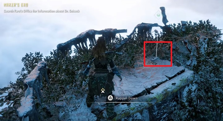 On the highest level of the location, in the place where you can see holograms, you will find a high pillar - Horizon Zero Dawn: The Ancient Armory - side quest walkthrough, tips - The World - The world - Horizon Zero Dawn Guide, Walkthrough