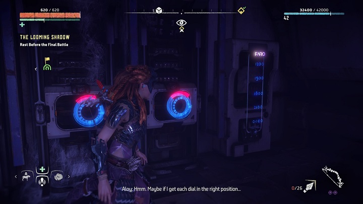 Once the panel is prepared, interact with the ciphering machine - Horizon Zero Dawn: The Ancient Armory - side quest walkthrough, tips - The World - The world - Horizon Zero Dawn Guide, Walkthrough