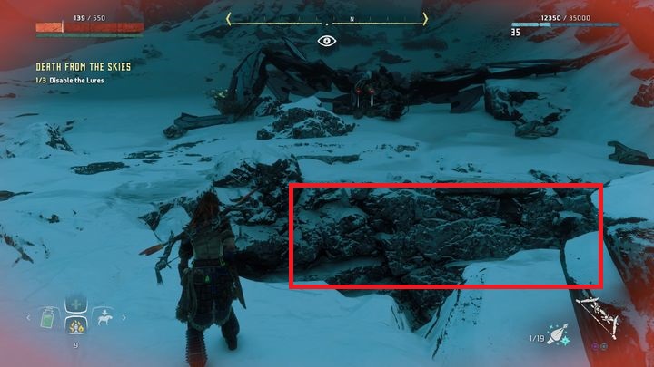 Near the place where you are being attacked you can find the ditch, presented in the picture - Horizon Zero Dawn: Death from the Skies - side quest walkthrough - The World - The world - Horizon Zero Dawn Guide, Walkthrough
