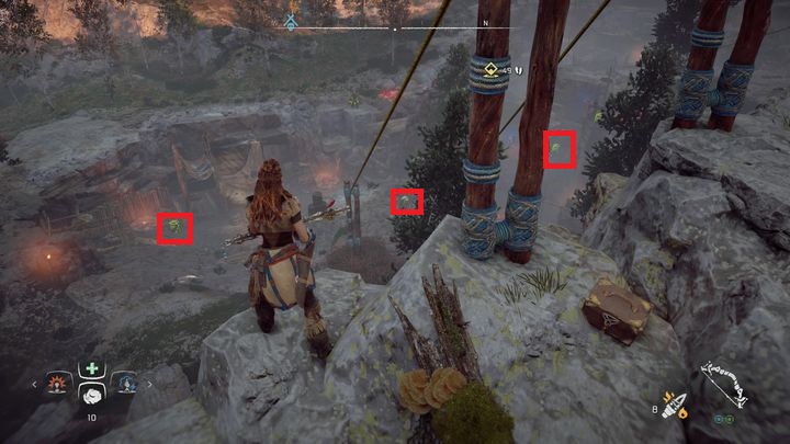 During this mission, you can use explosive barrels that are spread throughout the camp - Horizon Zero Dawn: The War Chiefs Trail walkthrough, tips - Main Missions | Walkthrough - Horizon Zero Dawn Guide, Walkthrough