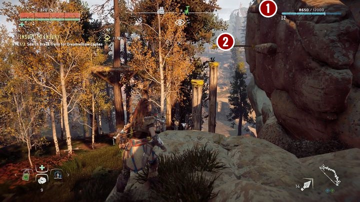 The second bag can be found on the pole presented in the picture - Horizon Zero Dawn: Insult to Injury walkthrough, tips - Embrace side quests - Embrace - Horizon Zero Dawn Guide, Walkthrough