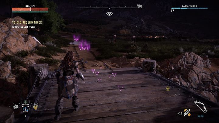 In the place pointed by the marker you wont find anyone - Horizon Zero Dawn: To Old Acquaintance walkthrough, tips - Hunters Gathering - Hunters Gathering - Horizon Zero Dawn Guide, Walkthrough