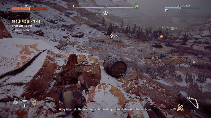 Use Focus to detect the items that can help you in tracking - Horizon Zero Dawn: To Old Acquaintance walkthrough, tips - Hunters Gathering - Hunters Gathering - Horizon Zero Dawn Guide, Walkthrough