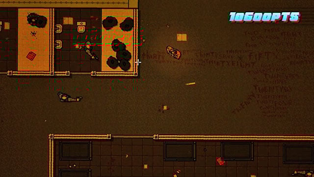 In the room below, there is one more shooter and a few opponents with melee weapons - Bonus Scene - The Abyss - Hotline Miami 2: Wrong Number - Game Guide and Walkthrough