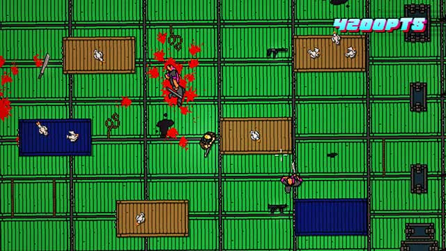 On the right, there are five shooters waiting - Scene 11 - Dead Ahead - Act 3 - Climax - Hotline Miami 2: Wrong Number - Game Guide and Walkthrough