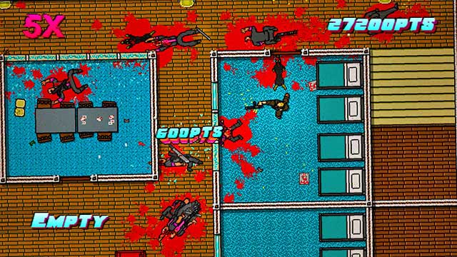 In the upper-left part of the map, there are several more opponents and another dog - Scene 11 - Dead Ahead - Act 3 - Climax - Hotline Miami 2: Wrong Number - Game Guide and Walkthrough