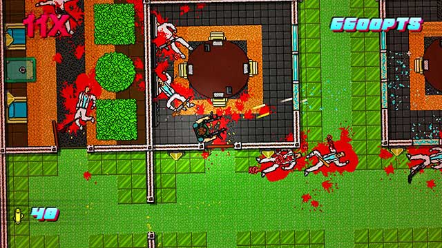 Exit the room and go right - Scene 12 - Death Wish - Act 3 - Climax - Hotline Miami 2: Wrong Number - Game Guide and Walkthrough