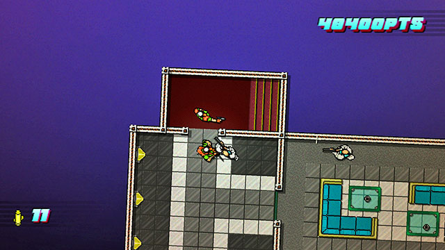Stand in the corner of the room and fire - Scene 12 - Death Wish - Act 3 - Climax - Hotline Miami 2: Wrong Number - Game Guide and Walkthrough