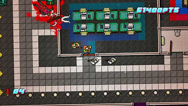 Shoot the opponent by aiming into the corridor - Scene 12 - Death Wish - Act 3 - Climax - Hotline Miami 2: Wrong Number - Game Guide and Walkthrough
