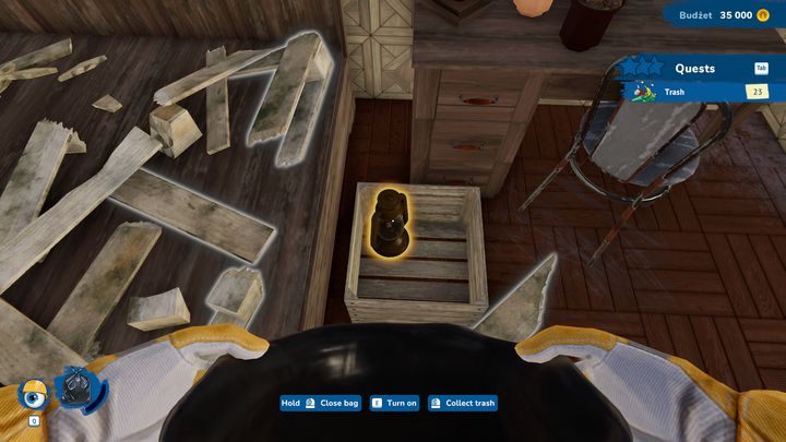 First of all, you should take out already filled garbage bags and additionally gather trash lying on the floor - House Flipper 2: Recommended order of renovation actions - Basics - House Flipper 2 Guide