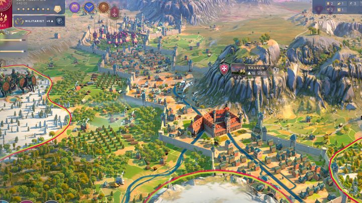 Cracow aims to protect the borders of the state. Therefore, erecting districts and garrisons between mountains and different territories is of greater strategic importance than the potential for economic expansion of the city. - Humankind: Cities - How to build them and where? - Basis - Humankind Guide