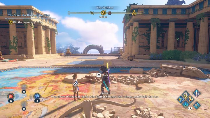 Once you're there, you will meet little Athena, who will give you a task consisting in killing Hydra, the legendary beast - Immortals Fenyx Rising: The Good, the Bad and the Tiny - walkthrough - Athenas tasks - Immortals Fenyx Rising Guide
