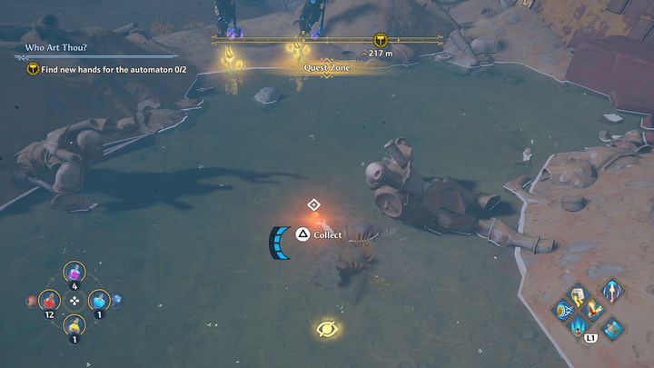 This allows you to steal a hand and escape from the battlefield without starting a fight - Immortals Fenyx rising: Who Art Thou? - walkthrough - The tasks of Hephaestus - Immortals Fenyx Rising Guide