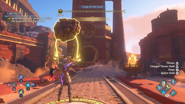 After igniting the first furnace, go higher to the second one - Immortals Fenyx Rising: Light My Fire - walkthrough - The tasks of Hephaestus - Immortals Fenyx Rising Guide