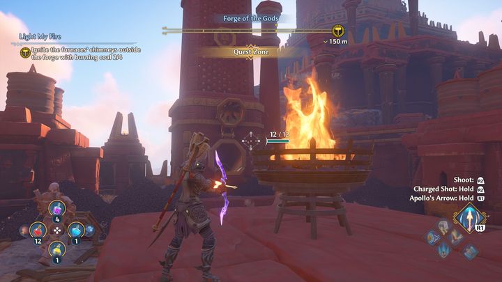 You have to hurry because at some point the lever will stop working - Immortals Fenyx Rising: Light My Fire - walkthrough - The tasks of Hephaestus - Immortals Fenyx Rising Guide