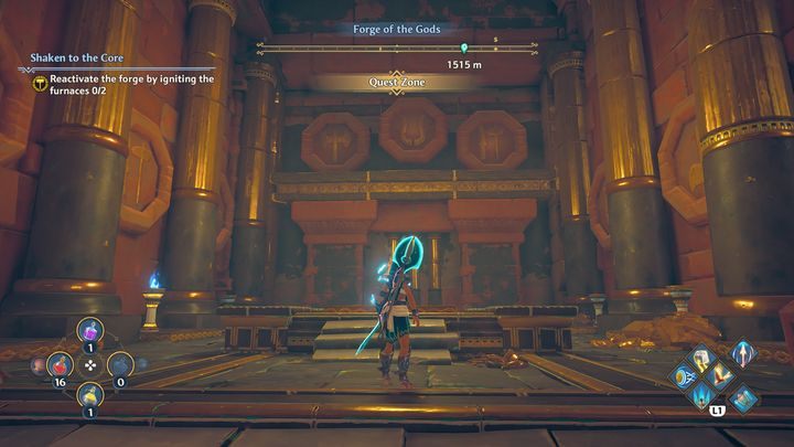 Once you're there, look up - Immortals Fenyx Rising: Shaken to the Core - walkthrough - The tasks of Hephaestus - Immortals Fenyx Rising Guide