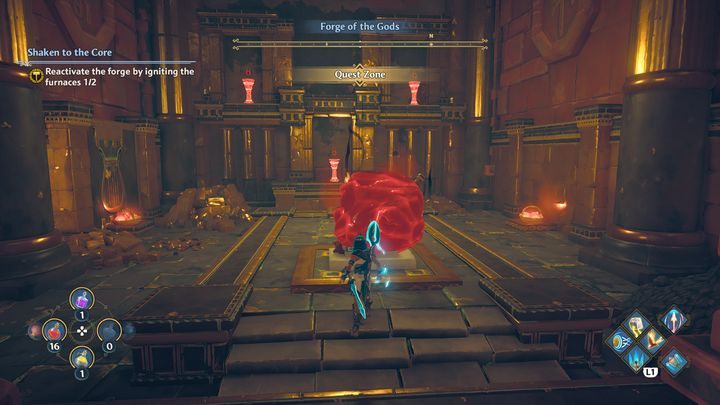 There's another room with another puzzle on your left - Immortals Fenyx Rising: Shaken to the Core - walkthrough - The tasks of Hephaestus - Immortals Fenyx Rising Guide