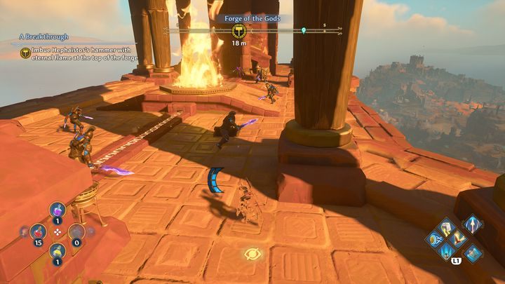 Once you reach the highest point, you will be attacked by a group of Typhon's soldiers - Immortals Fenyx Rising: A Breakthrough - walkthrough - Hephaestus quests - Immortals Fenyx Rising Guide