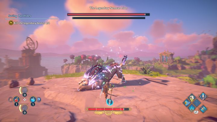 In the north-west of the zone, there is another legendary beast - The Legendary Nemean Lion - Immortals Fenyx Rising: Saving Our Hides - walkthrough - Main missions - Immortals Fenyx Rising Guide
