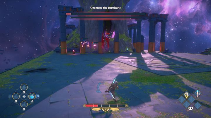 The boss can also perform a fire attack - Immortals Fenyx Rising: boss encounter - Ozomene the Hurricane - how to defeat? - Bosses - Immortals Fenyx Rising Guide