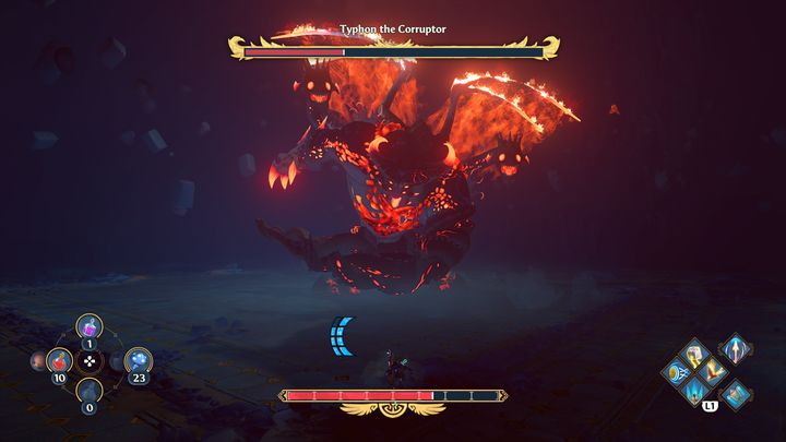 Additionally, Typhon will use his tentacle to attack you - Immortals Fenyx Rising: Typhon the Corruptor - how to defeat the boss? - Bosses - Immortals Fenyx Rising Guide