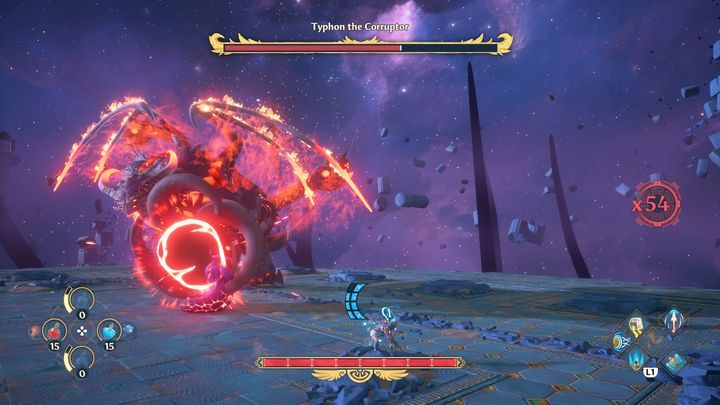 When his health reaches about 70%, he will start calling on his minions to aid him - Immortals Fenyx Rising: Typhon the Corruptor - how to defeat the boss? - Bosses - Immortals Fenyx Rising Guide