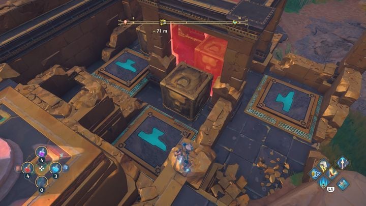 The next step is to place the blocks on the pressure plate - Immortals Fenyx Rising: Chests (Grove of Kleos) - map - Grove of Kleos - Immortals Fenyx Rising Guide