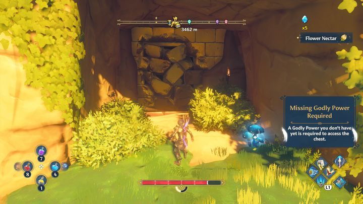 If you have the upgraded power, there is a wall below that you can destroy - Immortals Fenyx Rising: Chests (Grove of Kleos) - map - Grove of Kleos - Immortals Fenyx Rising Guide