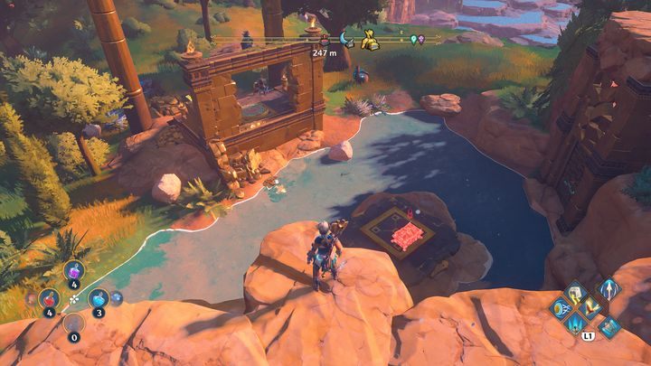 There is a group of opponents at the location indicated on the map above; it is best to deal with them first, and focus on the puzzle once the area is clear - Immortals Fenyx Rising: Chests (Grove of Kleos) - map - Grove of Kleos - Immortals Fenyx Rising Guide