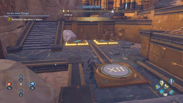 On the left is another puzzle - Immortals Fenyx Rising: Go Do Hero Things! - walkthrough - Athenas quests - Immortals Fenyx Rising Guide