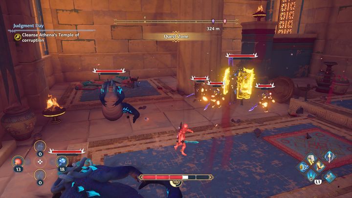 Inside, you will find a trap - many enemies will appear and begin to attack you - Immortals Fenyx Rising: Judgment Day - walkthrough - Athenas quests - Immortals Fenyx Rising Guide