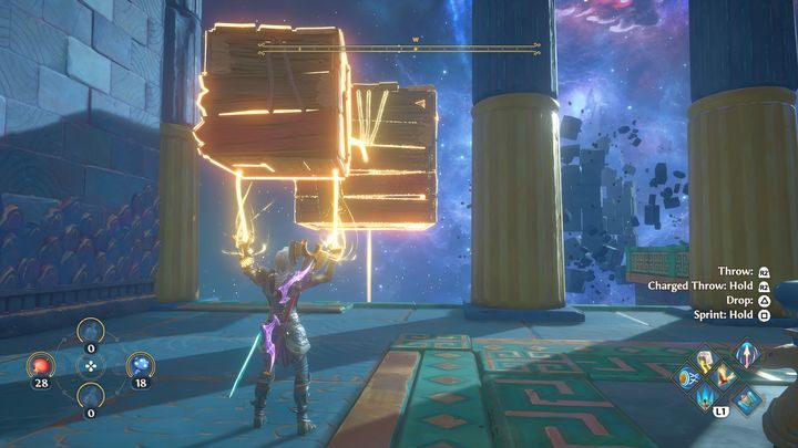 To move it, grab a small wooden box and go to the left side - there is a larger space through which an even larger box will fit - Immortals Fenyx Rising: Judgment Day - walkthrough - Athenas quests - Immortals Fenyx Rising Guide