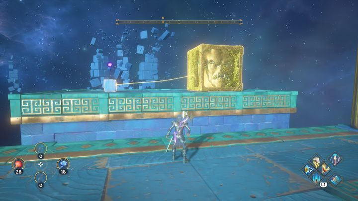 On the right side there is a golden block - Immortals Fenyx Rising: Judgment Day - walkthrough - Athenas quests - Immortals Fenyx Rising Guide