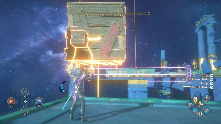 The next obstacle is lasers that move vertically - Immortals Fenyx Rising: Judgment Day - walkthrough - Athenas quests - Immortals Fenyx Rising Guide