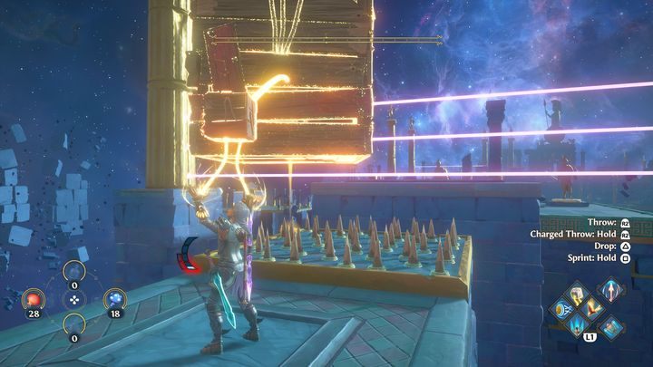 If you don't have the stamina for the next jump, use the stamina potions or leave the wooden box in a safe place for a while - Immortals Fenyx Rising: Judgment Day - walkthrough - Athenas quests - Immortals Fenyx Rising Guide