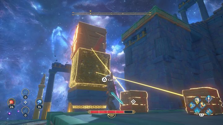 Then climb to the top of the construction you created - Immortals Fenyx Rising: Judgment Day - walkthrough - Athenas quests - Immortals Fenyx Rising Guide