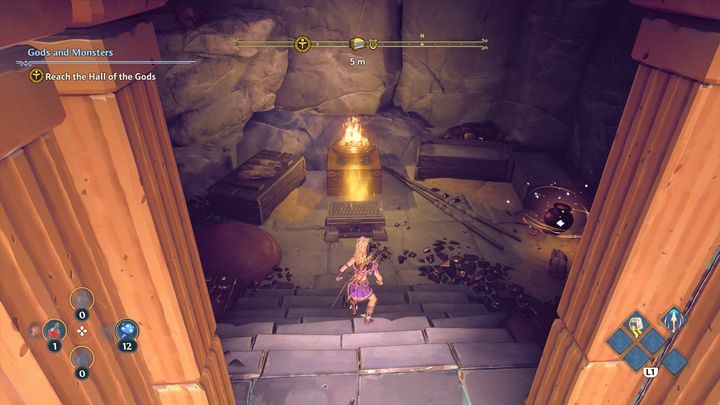 A normal chest can be found in a cave near the water, in the vicinity of the location of a Small Lyre - Immortals Fenyx Rising: Chests (Clashing Rocks) - map - Clashing Rocks - Immortals Fenyx Rising Guide