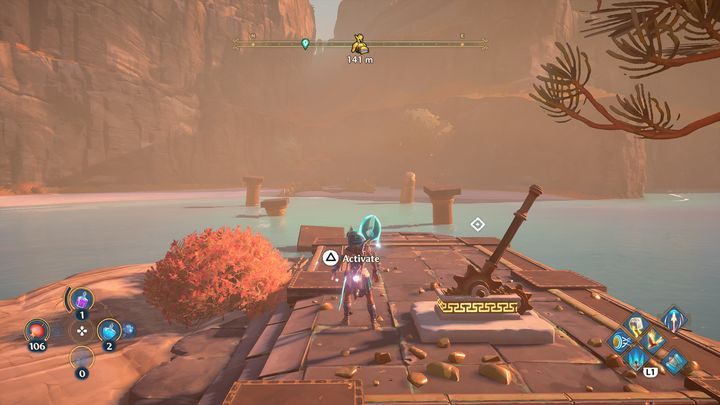 Near the water, there are pillars submerged in water - Immortals Fenyx Rising: Chests (Wars Den) - map, list - Wars Den - Immortals Fenyx Rising Guide