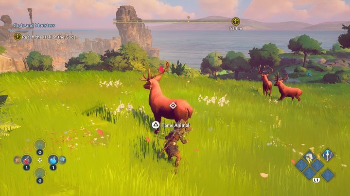 Watch out for a red exclamation mark that can appear above the head of the mount, it means that the beast can see you and it could be frightened away - Immortals Fenyx Rising: How to tame mounts? - FAQ - Immortals Fenyx Rising Guide