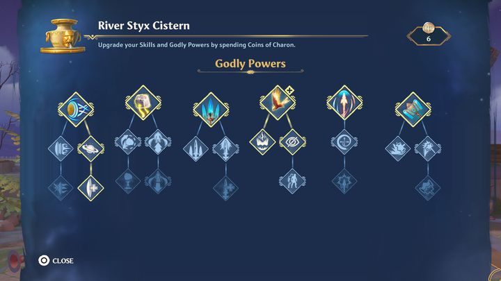To unlock a given Godly Power, you must hover over its icon and pay a certain price for it - Immortals Fenyx Rising: Character development - Godly Powers - Development of characters - Immortals Fenyx Rising Guide