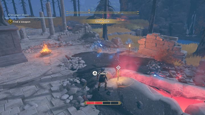 After another short cutscene, your next task will be to go to the indicated location and collect a weapon - Immortals Fenyx Rising: A Stranger Shore - walkthrough - Main missions - Immortals Fenyx Rising Guide