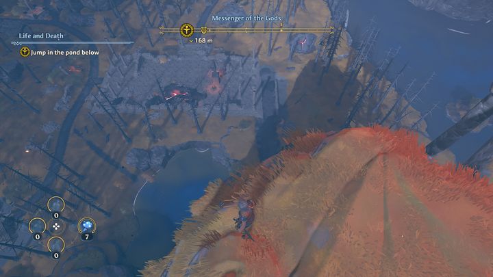 Once in the pond, swim to the nearest land, then go to the indicator that has appeared on your compass - Immortals Fenyx Rising: Life and Death - walkthrough - Main missions - Immortals Fenyx Rising Guide