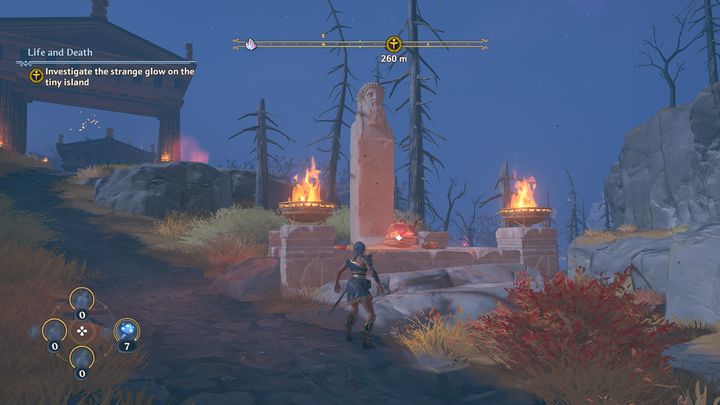 While running forward, you will see a bust and a bowl of pomegranate fruit right beside it - Immortals Fenyx Rising: Life and Death - walkthrough - Main missions - Immortals Fenyx Rising Guide