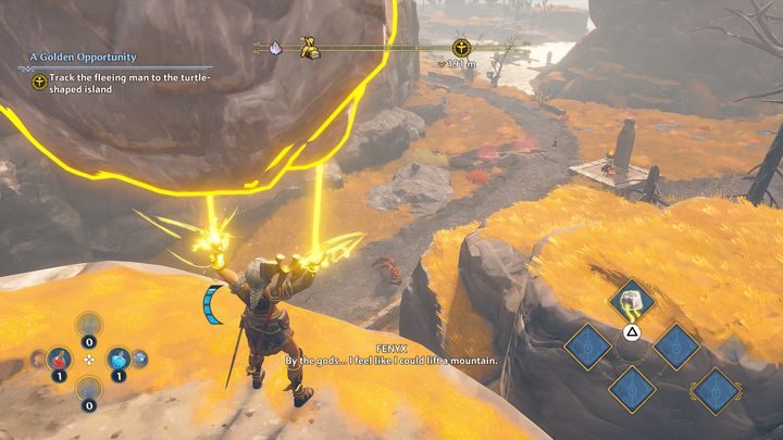 After defeating the Gorgon, you will unlock the Godly Power of Heracles' Strength, which allows you to move heavy objects such as trees, rocks or blocks - Immortals Fenyx Rising: A Golden Opportunity - walkthrough - Main missions - Immortals Fenyx Rising Guide