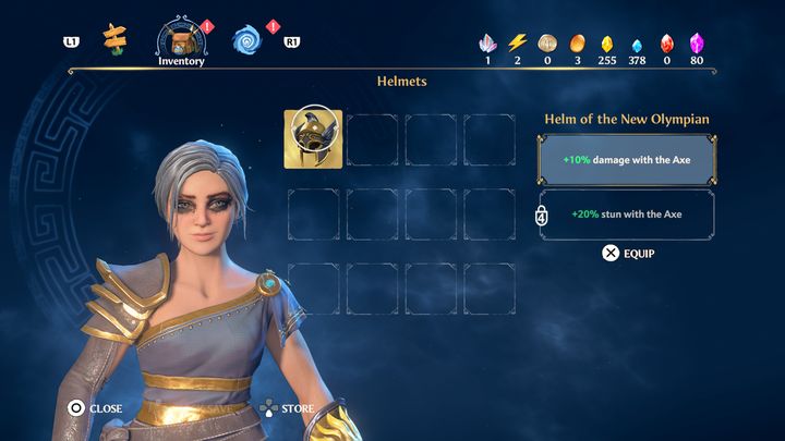There will be a helmet in the chest, when you put it on you will deal 10% more damage with axes - Immortals Fenyx Rising: Blurry Vision - walkthrough - Main missions - Immortals Fenyx Rising Guide