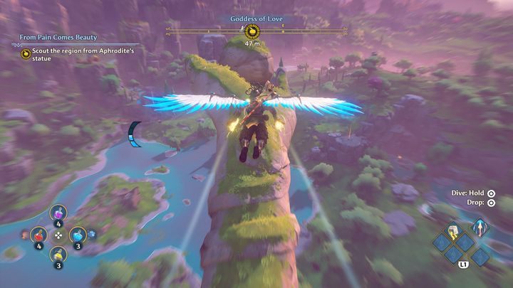 Now climb to the top of the statue to survey the surrounding area - Immortals Fenyx Rising: From Pain Comes Beauty - walkthrough - Aphrodites tasks - Immortals Fenyx Rising Guide