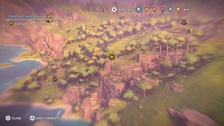 Afterwards, you need to travel to an apple tree, the quest marker will show you the way - Immortals Fenyx Rising: From Pain Comes Beauty - walkthrough - Aphrodites tasks - Immortals Fenyx Rising Guide